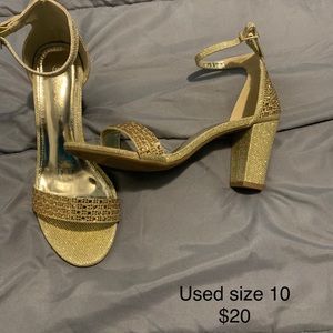 Gold square heels
